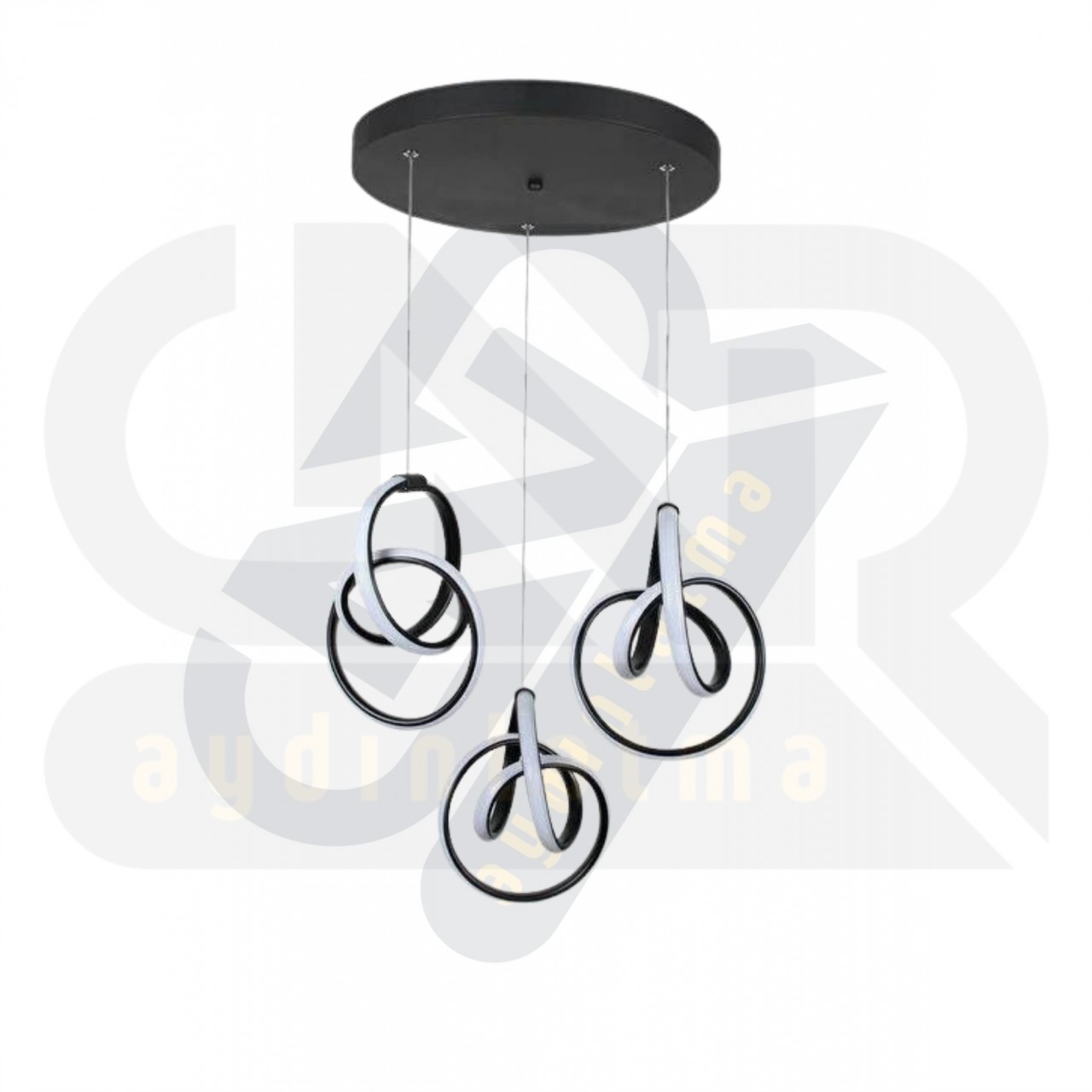 Beauty Modern 3'Lü Sarkıt Siyah Led Avize