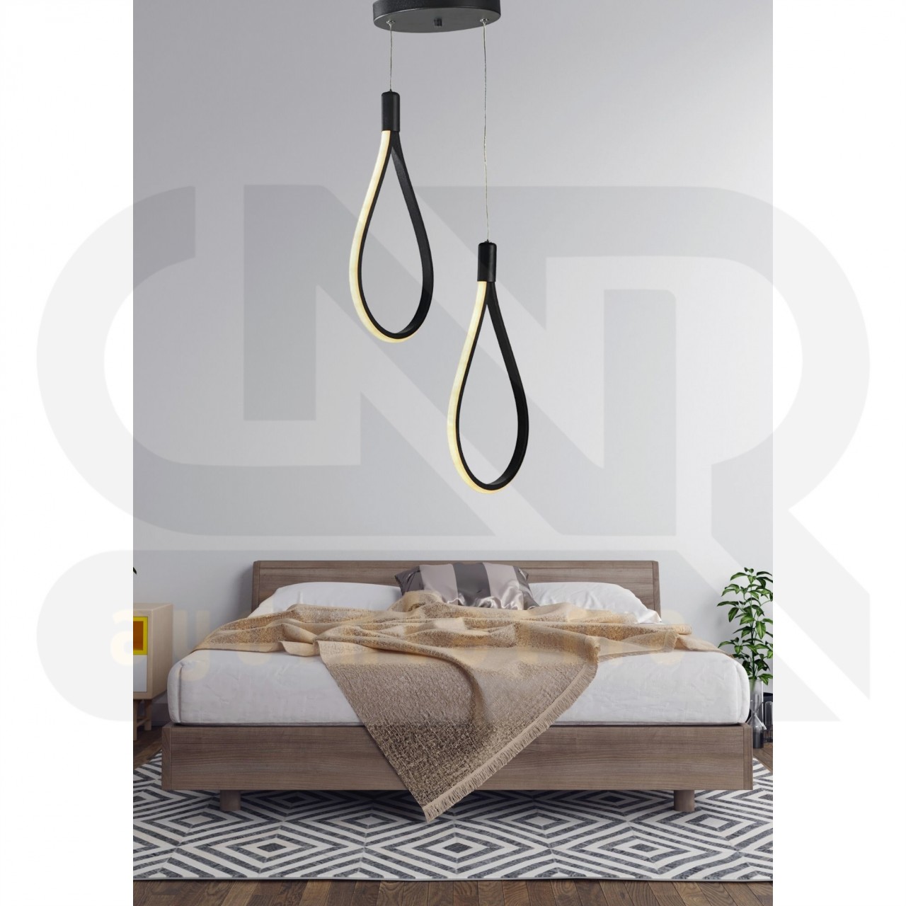 Rain 2Li Sarkıt Siyah Led Avize