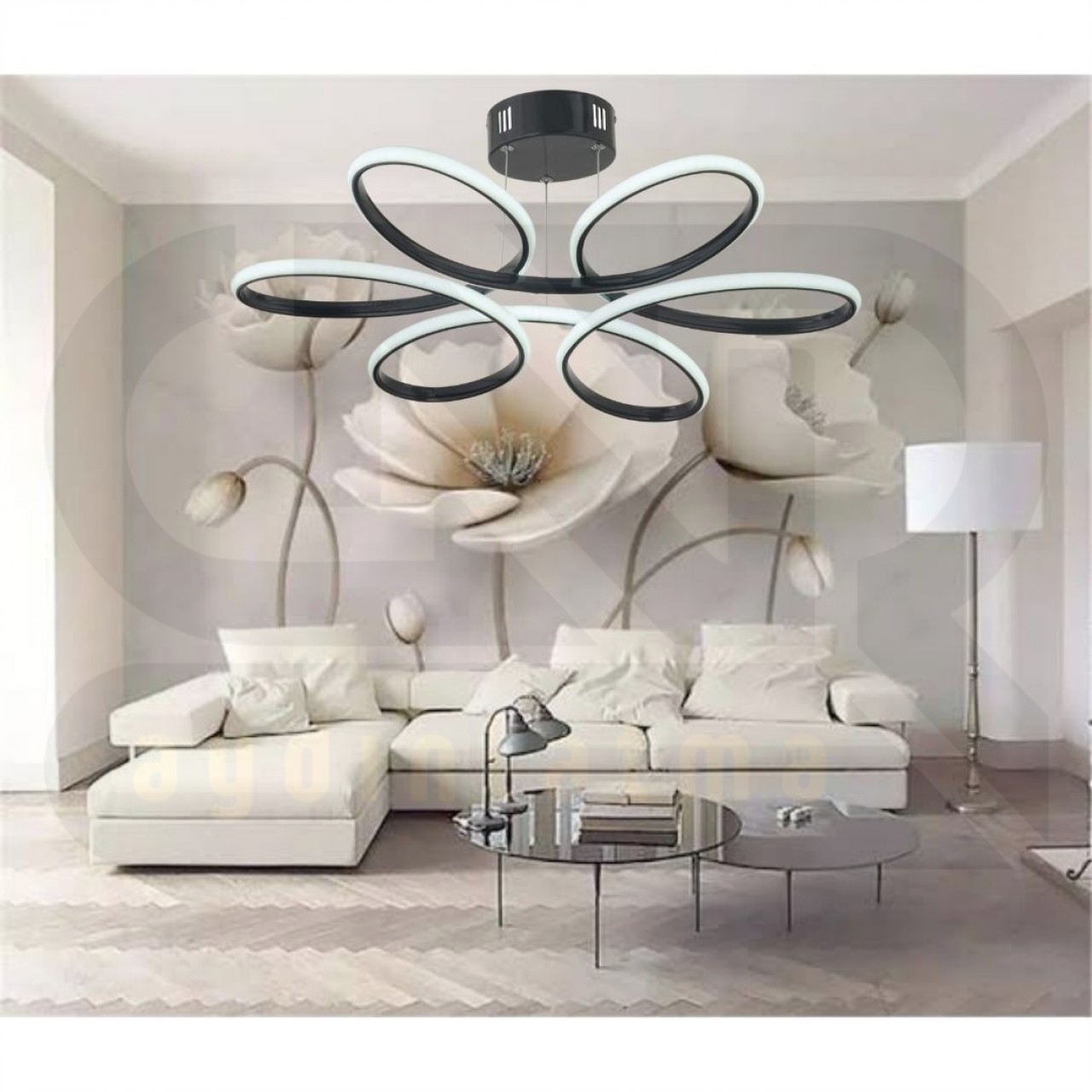 Bloom Modern Siyah Sarkıt Ledli Avize / Salon / Oturma Odası
