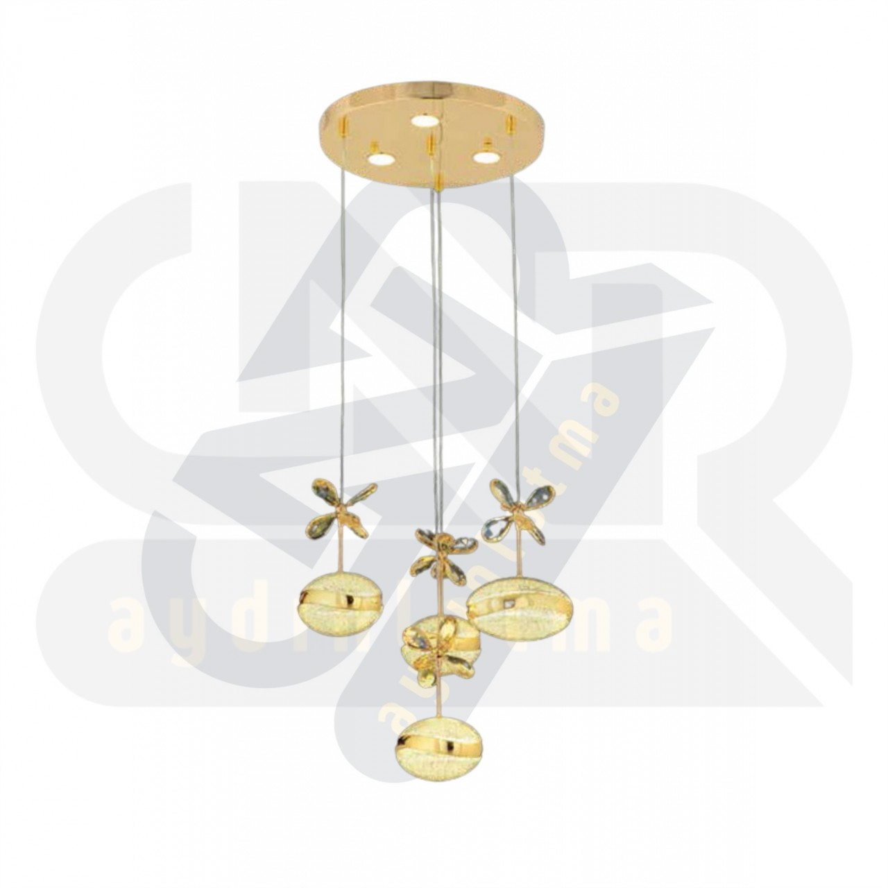 Triple Cosmos Gold Modern Sarkıt Led Avize / Mutfak / Oda / Hol / Çocuk Odası Ledli Avize